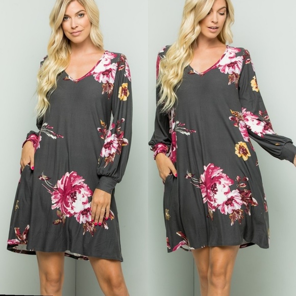LAST 1! Gorgeous floral puff sleeve dress - Picture 3 of 7